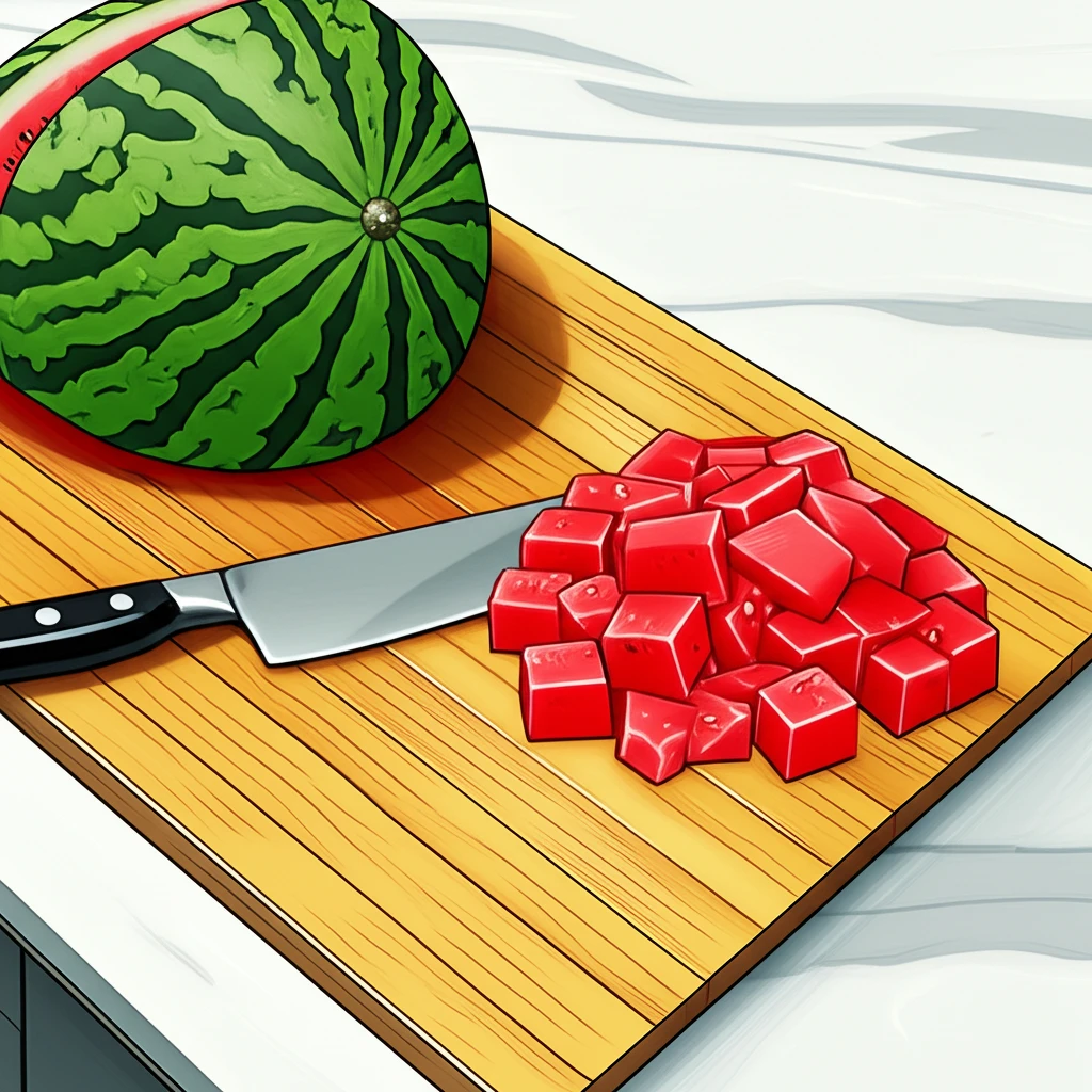 잘게 썰어 부피를 최소화한 수박껍질